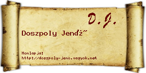 Doszpoly Jenő névjegykártya